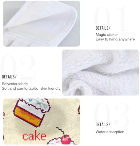 Cute Cartoon Cakes Yellow Hand Towels Set of 2
