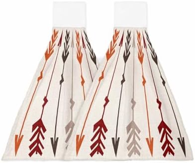 Retro Arrow-Printed Hand Towels Set - Hanging Linen for Kitchen Bathroom