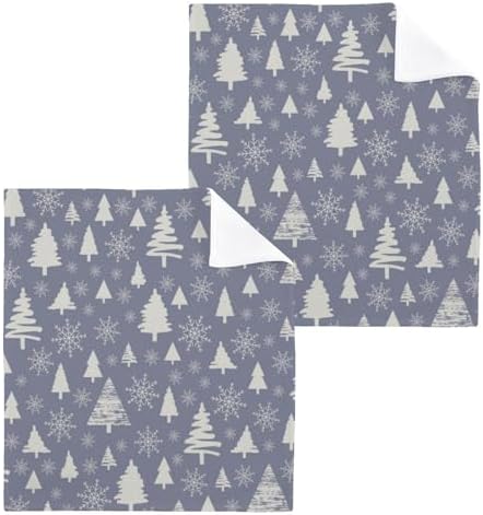 Yettasbin Christmas Tree Washcloths 2-Piece Set for Baby Adults