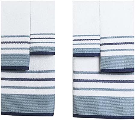 Elegant Waves Blue Stripe 6 Piece bath towel set