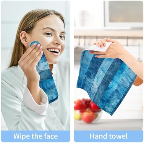 Teal Wood Washcloths 2 Pack Soft Absorbent Cotton Face Towels