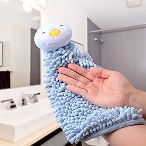 Chumia 9 Pack Cute Chenille Soft Cartoon Animal Hand Towels with Hanging Loopler