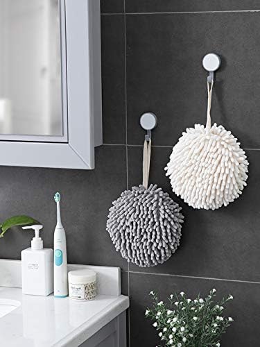 Soft Absorbent Chenille Hand Towels Set of Two White and Grey