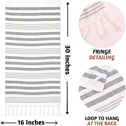 Folkulture Gray Hand Towels Set of 2 with Tassel