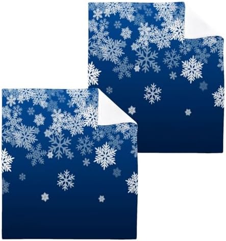 Blue Christmas Snowflake Washcloths 2-Pack