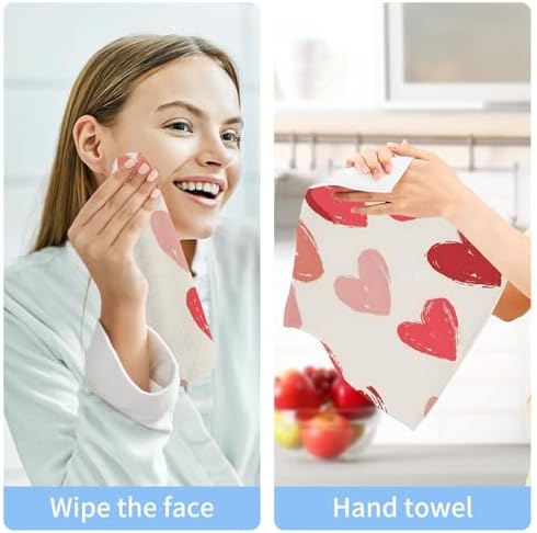 Xigua Red Hearts Multi-Purpose Washcloth Set