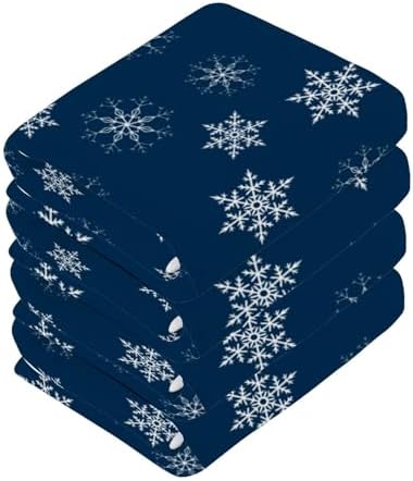 Premium Blue Snowflake Washcloths 2-Pack Soft Absorbent and Reusable Face Towels