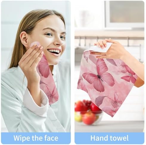 Stylish Xigua Butterflies Absorbent Washcloth Set for Fast Drying