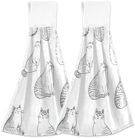 KLL Funny Singapuracats White Towels with Hook Loop Set