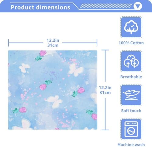 Xigua Butterfly Blue Washcloth Set 12x12 inches