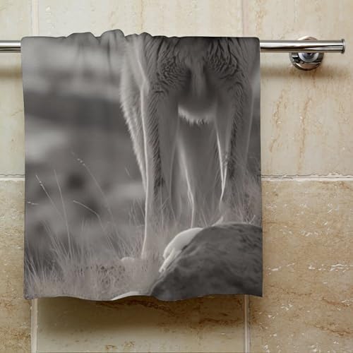 Wolf On The Grass Soft Thick Beach Towel Portable