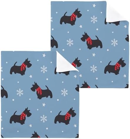 Xigua Christmas Scottish Terrier Washcloth Set for Pets Humans