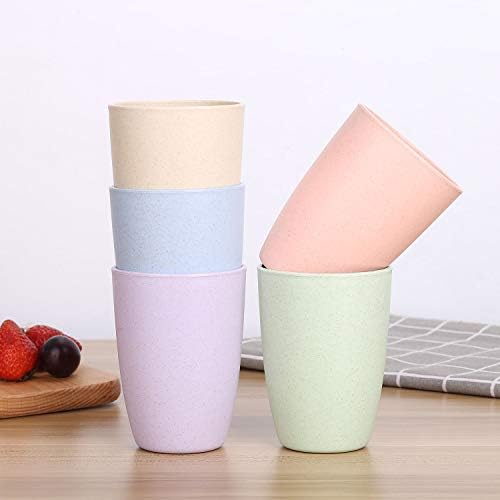 LuckyZone 12-Oz Wheat Straw Reusable Cup Set - Eco-Friendly BPA-Free Unbreakable