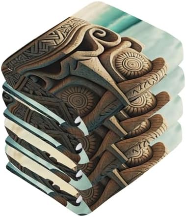 WOIWB 4 Pack Tiki Stone Print Washcloths