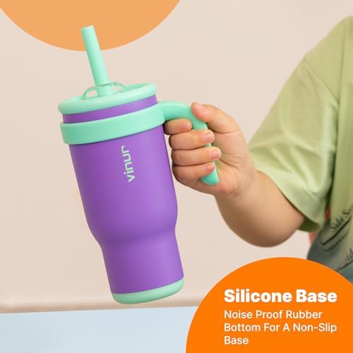 VINUR 14 oz Kids Tumbler with Handle and Straw Lid - 2 Pack