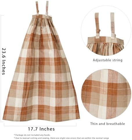Adjustable String Design Hanging Hand Towels Set of 2 Apricot Plaid