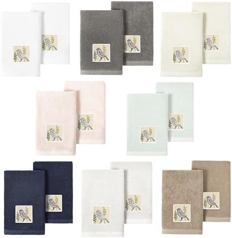 KESSLER-Turkish Cotton 2-Piece Fingertip Towel Set with Bird Motif