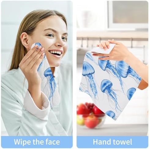 Xigua Watercolor Blue Jellyfish Washcloth Set