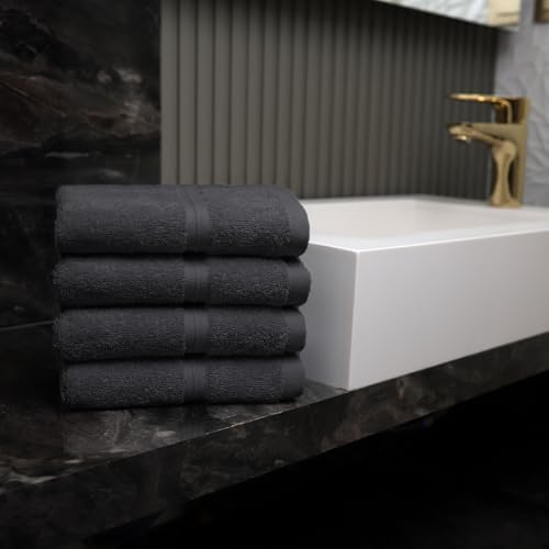 Premium 4-Pack Washcloths - Soft Absorbent 12x12 Anthracite