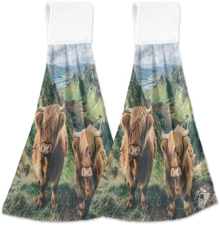 Highland Cows Kitchen Towel Hanging Loop