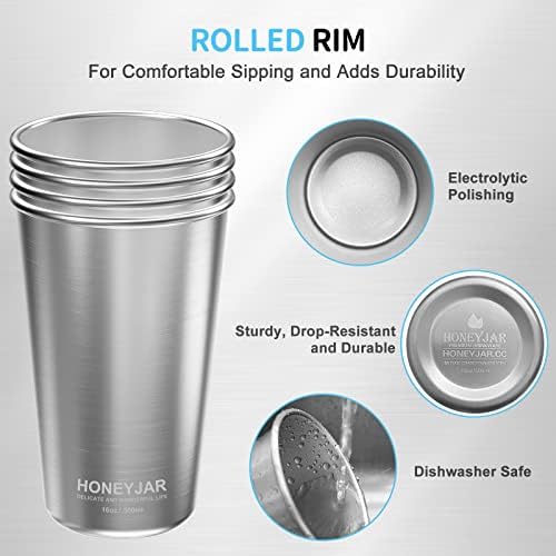 16oz 188 Stainless Steel Pint Cups BPA-Free Stackable camping drinking glasses