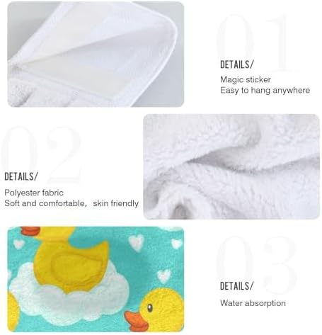 Cute Yellow Ducks Hand Towel Set of 2 with Hanging Loop