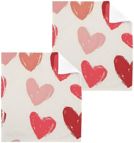 Xigua Red Hearts Multi-Purpose Washcloth Set