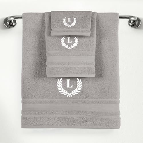 Ephesos Custom Monogrammed Grey Towel Set - 3 Piece