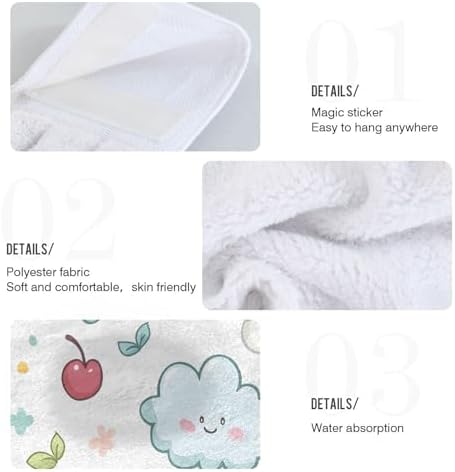 Kawaii Pastel Cloud Hand Towel Set of 2 with Hanging Loop