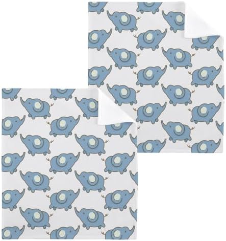 YETTASBIN Elephant Washcloths 2 Pack Soft Absorbent Cotton Towels