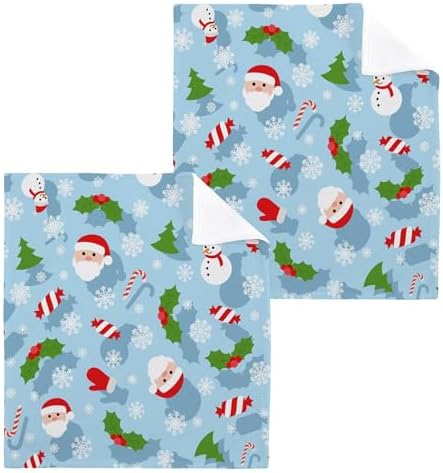 Stylish Christmas Santa Washcloth Set - Eco-Friendly Fast Dry Multi-Purpose Towels