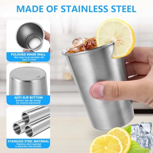 5Pack 12oz Stainless Steel Pint Cups