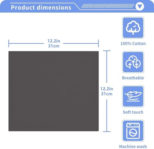 2pc 12x12 Dark Grey Washcloths