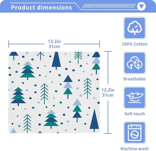 Xigua Christmas Trees Washcloths Set of 2 12x12 Inch