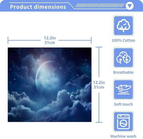 YETTASBIN Moon Cloudscape Washcloths 2 Pack