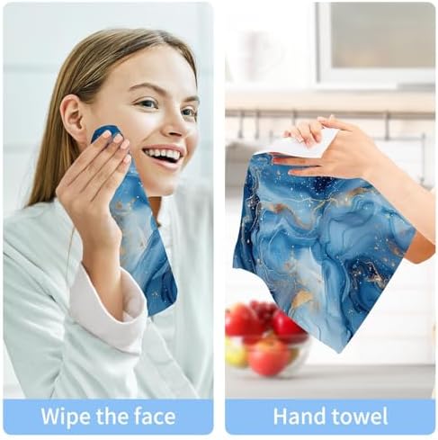 Bliss Blue Gold Marble Washcloths 2