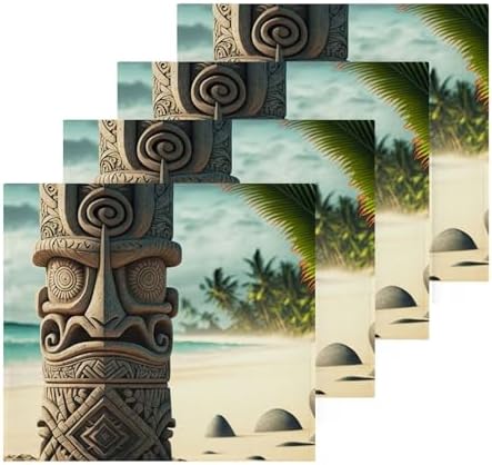 WOIWB 4 Pack Tiki Stone Print Washcloths
