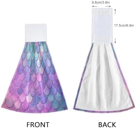 Soft Quick Dry Kids Hand Towel Hook Set of 2 with Mermaid Scales