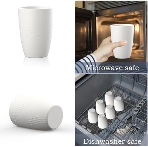 Homienly Reusable 12oz Wheat Straw Drinking Cups Set of 6 White