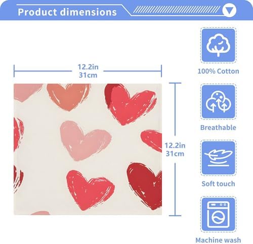 Xigua Red Hearts Multi-Purpose Washcloth Set