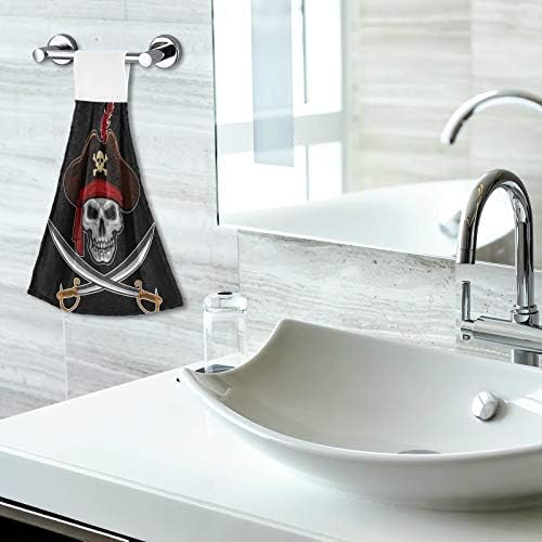 FFYHO 2 Pack Hanging Kitchen Towels with Loop Pirates Skull Design
