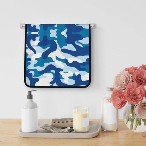 Sky Blue Camouflage Washcloth 16x28 Inch Soft Towel for Bath Kitchen