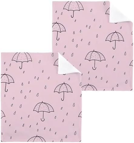 Xigua Cute Rain Umbrella Washcloth Set - 12x12 Multi-Purpose Towels