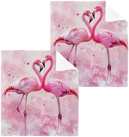 Flamingo in Love Washcloth Set