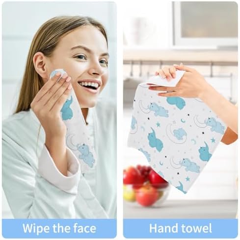 Elephant Washcloths 2 Pack Soft Absorbent Cotton Baby Face Towels