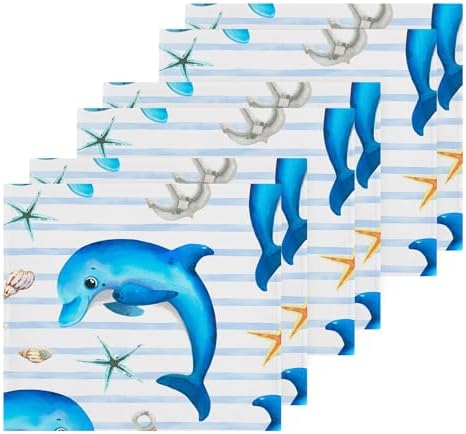 Xigua Cute Dolphin Washcloths Set of 2 12x12 Inch