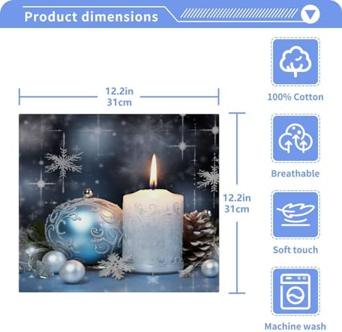 Christmas Candle Washcloths 2 Pack Soft Reusable Face Towels