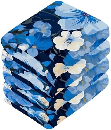 Blue Flower Washcloth Set - Soft Absorbent Reusable Towels for Babies Travelers