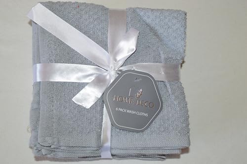 100 Cotton Washcloth Set of 6 12x12 inches Compact gray