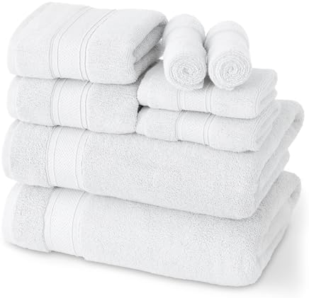 8-Piece 100 Cotton Bath Towel Set for Fast Dry Skin